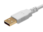 USB 2.0 A Male to B Male 28/24AWG Cable - (Gold Plated) - WHITE, 3ft