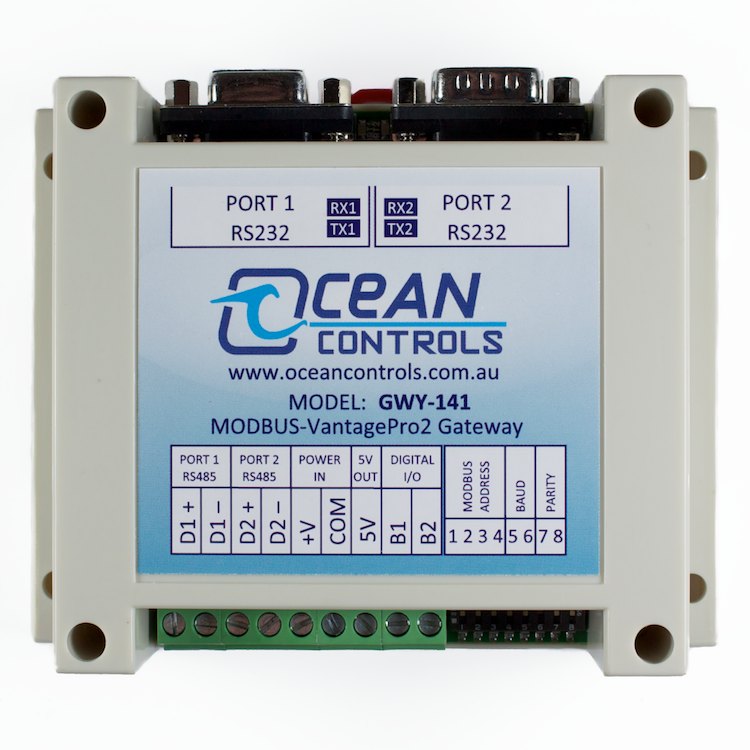 Modbus to Davis VantagePro2 Weather Stn DIN Rail