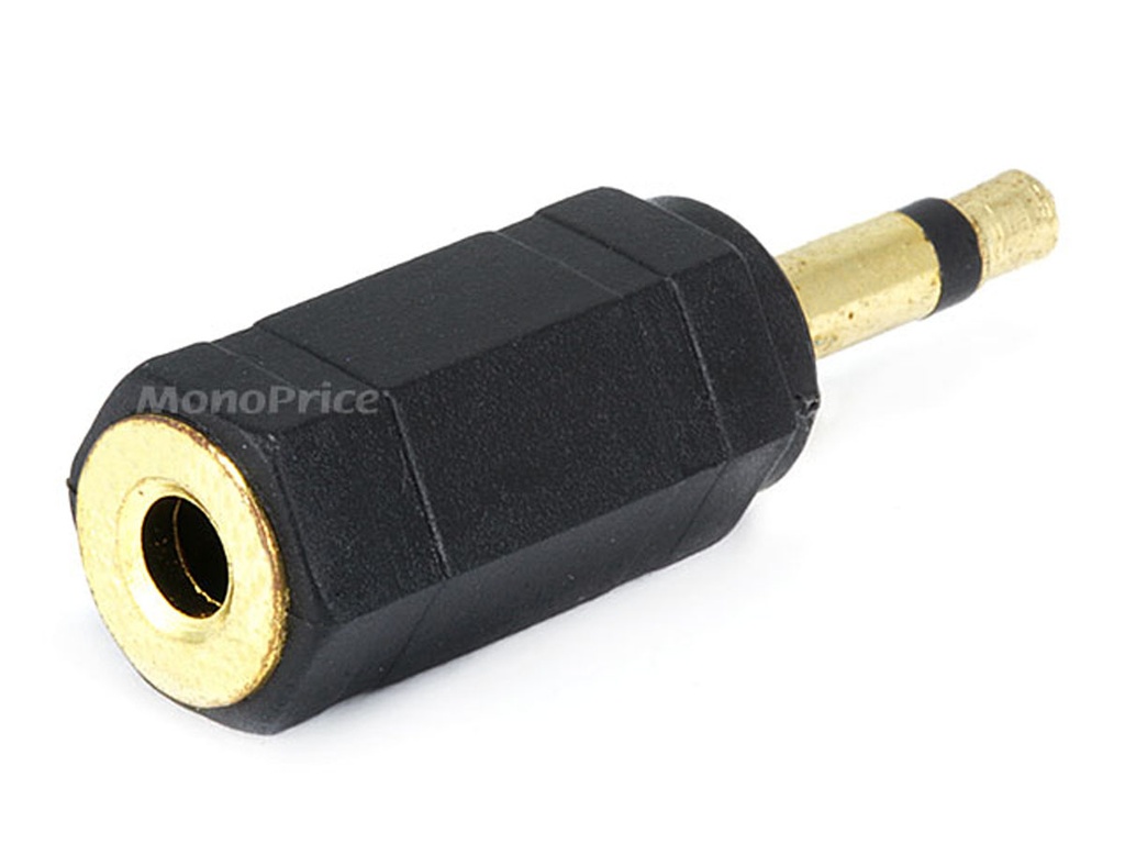 3.5mm (1/8") Mono Plug to 3.5mm (1/8") Stereo Jack Adaptor - Gold Plated