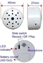 10 Sec Recording Module in White Case with 3 Section Slide Switch