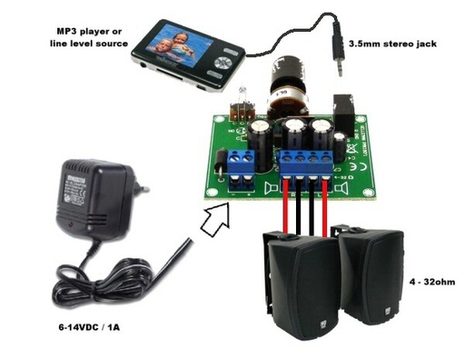 2X5W Amplifier for MP3 Player (Assembled)