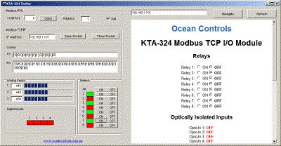 Modbus TCP I/O Module (3 analog inputs, 4 opto-isolated digital  inputs, 8 relay outputs)