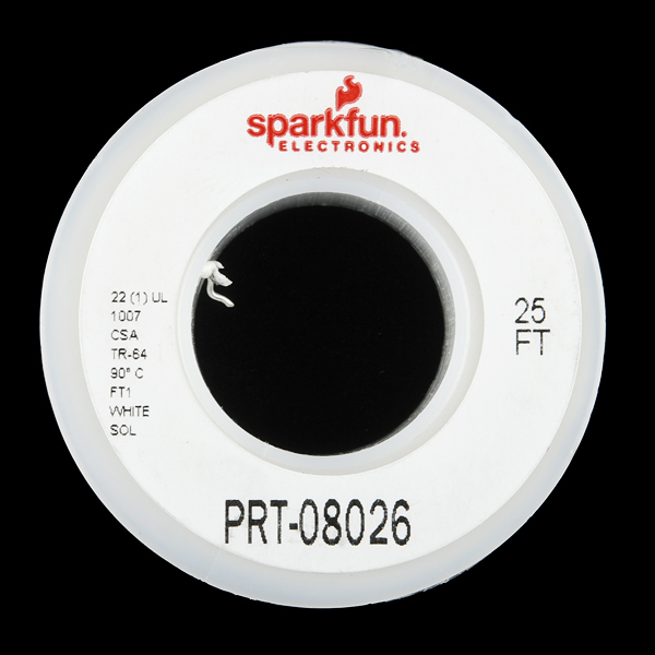 SparkFun Hook-up Wire White 22 AWG Solid 25ft (PRT-08026), photo 2