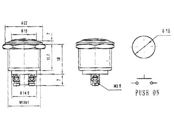 Pushbutton Round Metal SPST OFF-(ON)