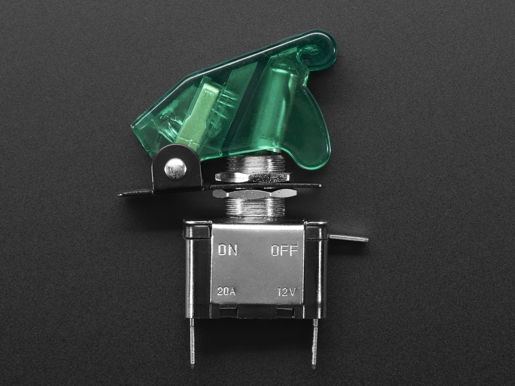 Illuminated Toggle Switch with Cover - Green