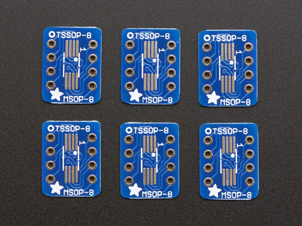 SMT Breakout PCB for SOIC-8, MSOP-8 or TSSOP-8 - 6 Pack!