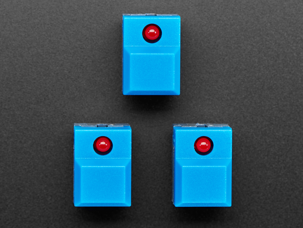 Step Switch with LED - Three Pack of Blue Plastic with Red LED - PB86-A1