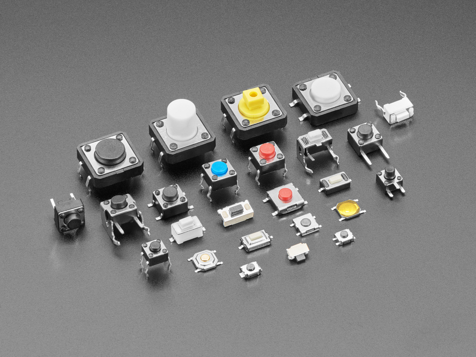 Tactile Switch Assortment - 25 Different Buttons - 10 pcs each - Through Hole and Surface Mount