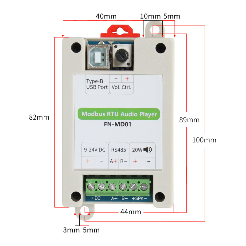 FN-MD01 Modbus RTU Audio Player with 20W Amplifier