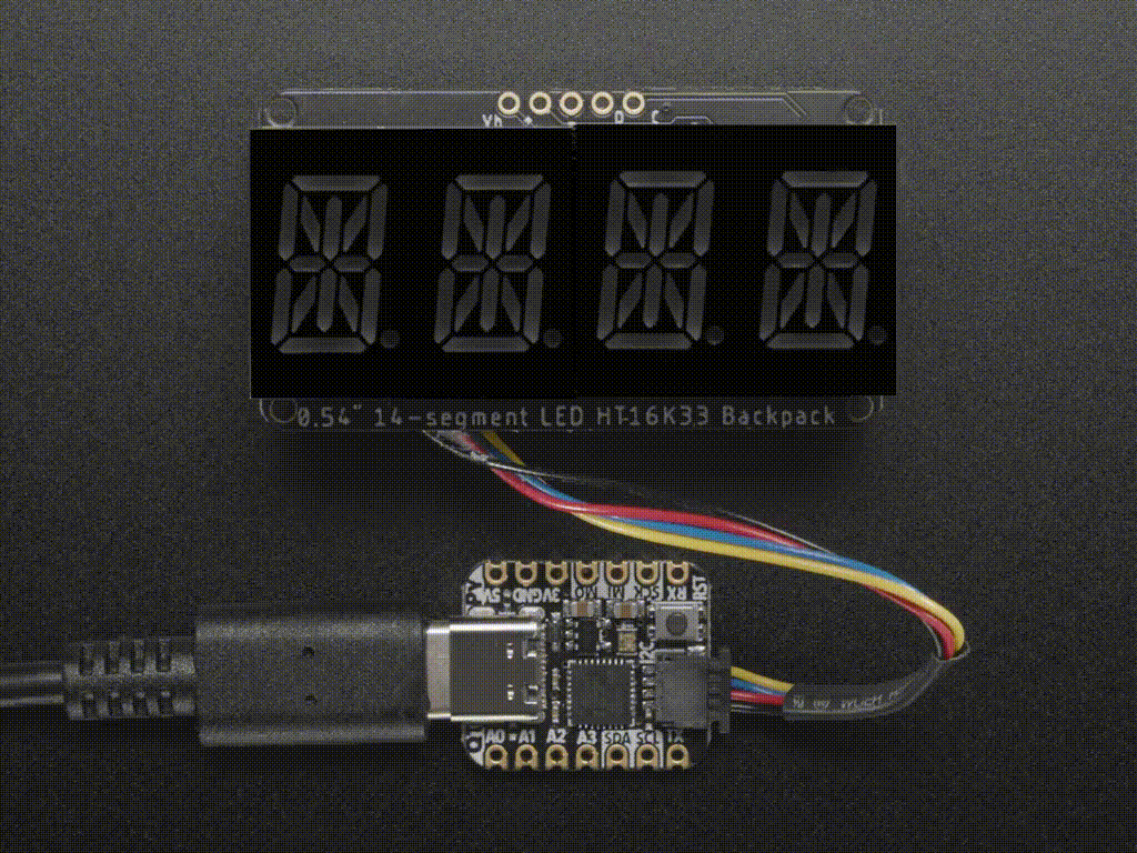 Quad Alphanumeric Display - Yellow 0.54" Digits w/ I2C Backpack