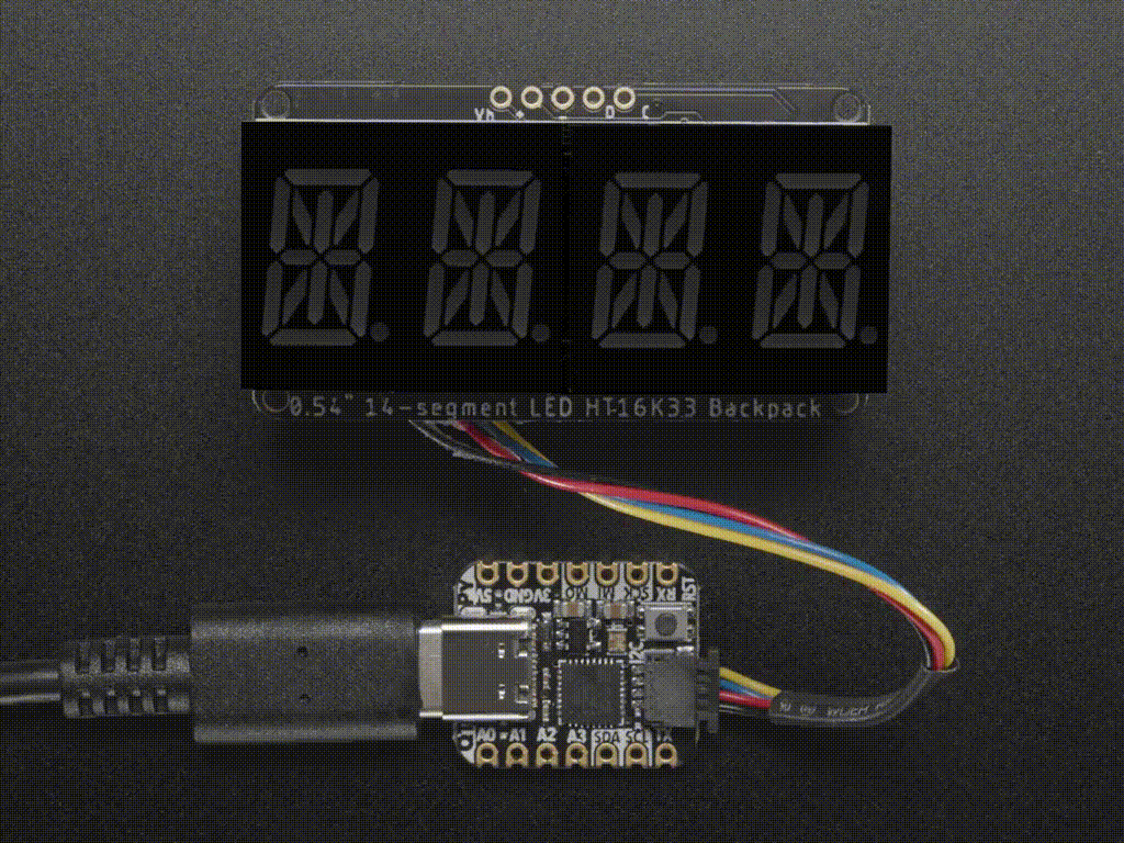 Quad Alphanumeric Display - Blue 0.54" Digits w/ I2C Backpack - STEMMA QT / Qwiic