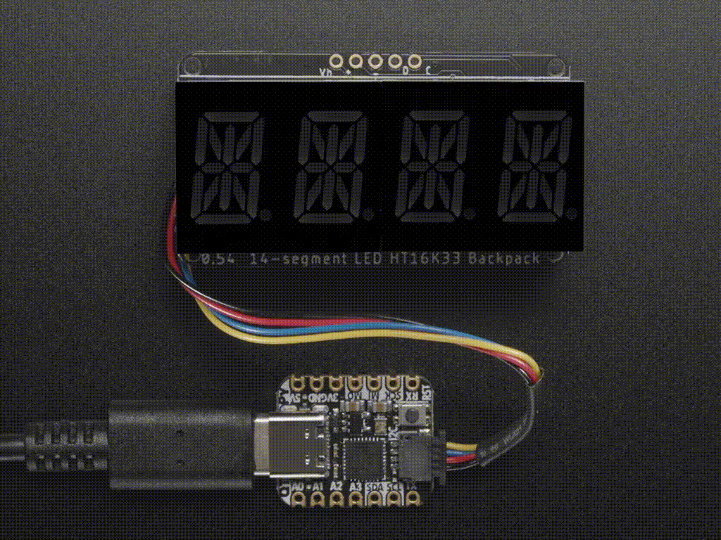 Quad Alphanumeric Display - Red 0.54" Digits w/ I2C Backpack - STEMMA QT / Qwiic