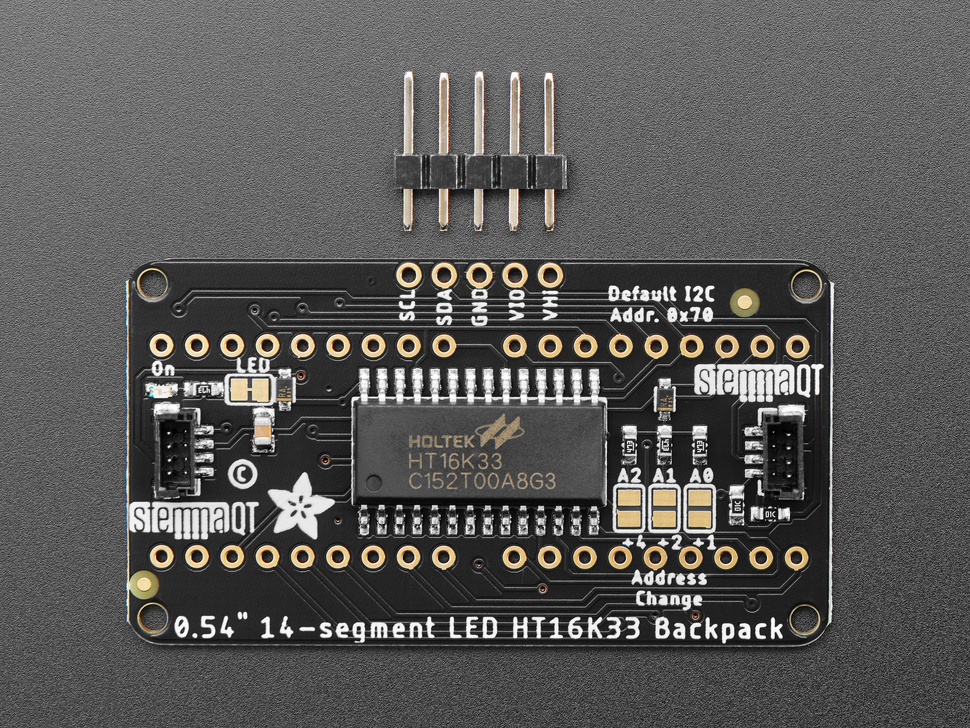 Quad Alphanumeric Display - Pure Green 0.54" Digits w/ Backpack - STEMMA QT / Qwiic