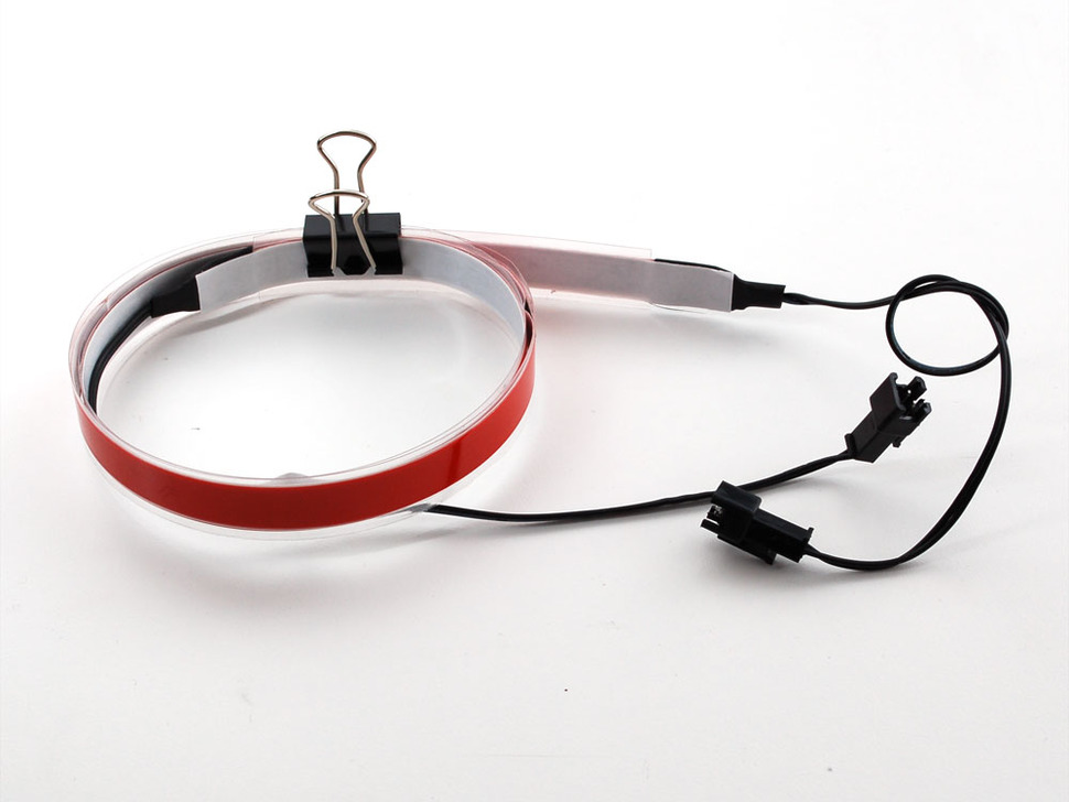 Red Electroluminescent (EL) Tape Strip - 100cm w/two connectors