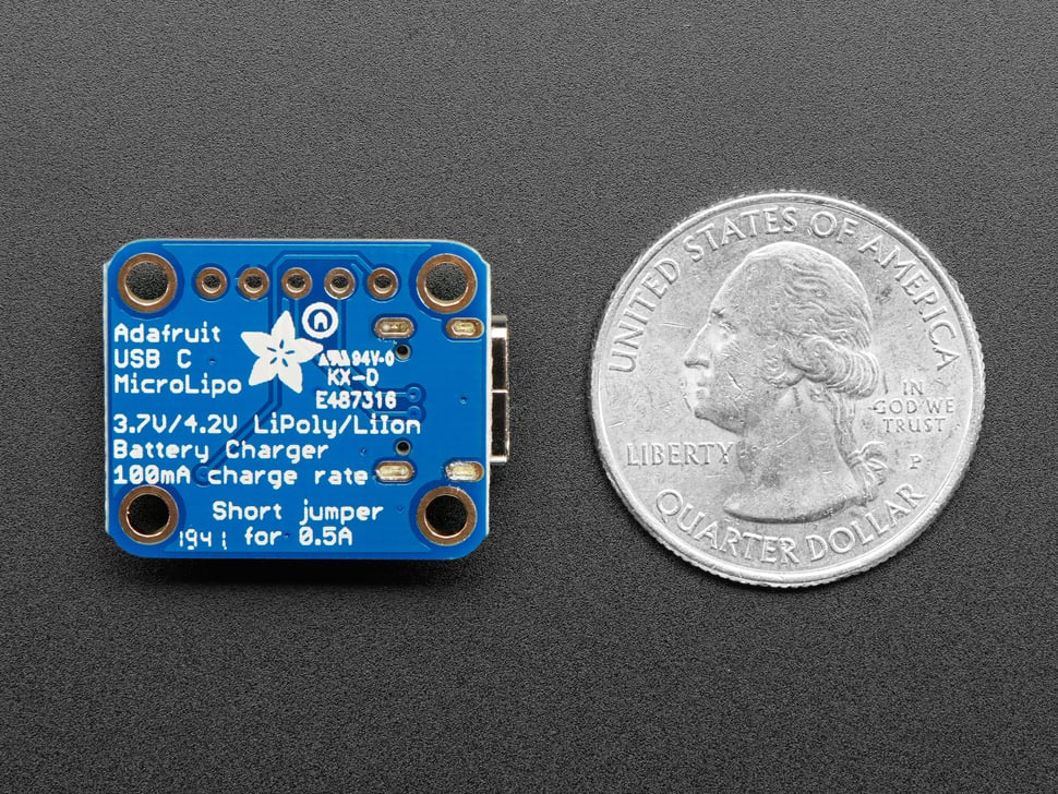 Adafruit Micro-Lipo Charger for LiPoly Batt with USB Type C Jack