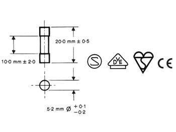 5 x 20mm 0.5A Fast Acting Fuse (10 Pieces)