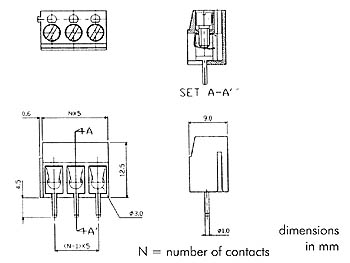 Screw Terminal Connector 2 Pole Blue