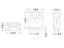 USB A Female, Single Connector 180, PCB Mount