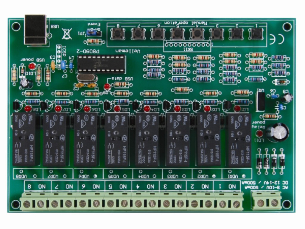 Soldering kit, DIY, 8-channel USB relay card