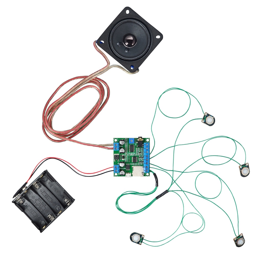 4 Buttons MP3 player with Buttons, Speaker and Battery Box