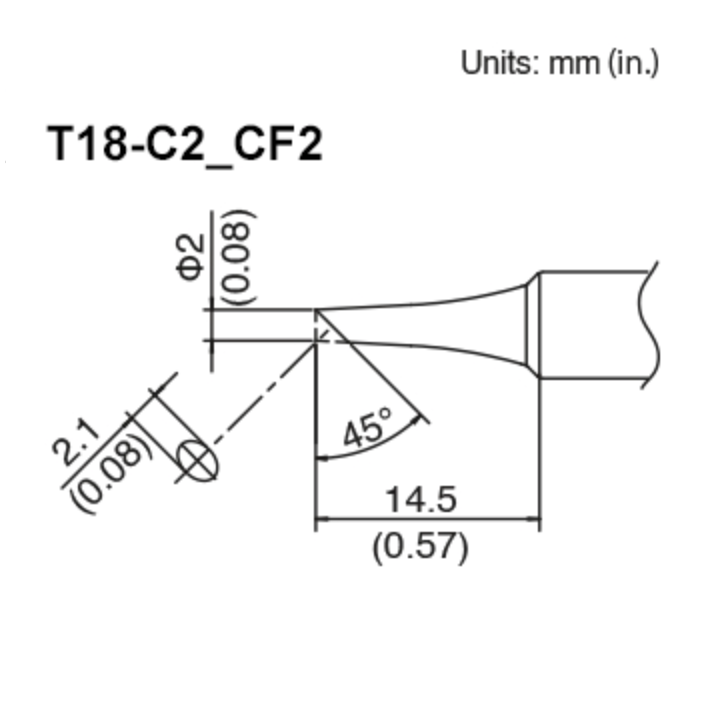 Hakko Soldering Tip: T18-C2 Hoof - For Lead or Lead-Free Use