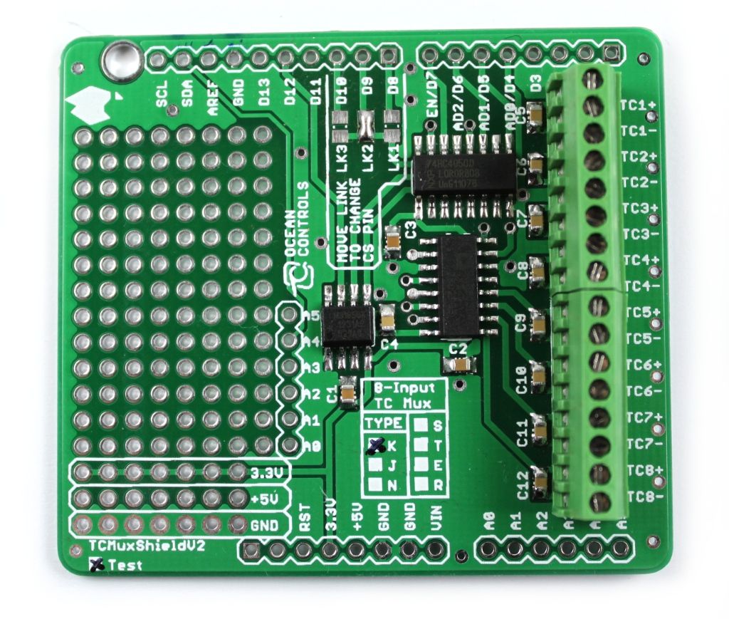 Arduino Thermocouple Multiplexer Shield (K - MAX31855K) No Headers