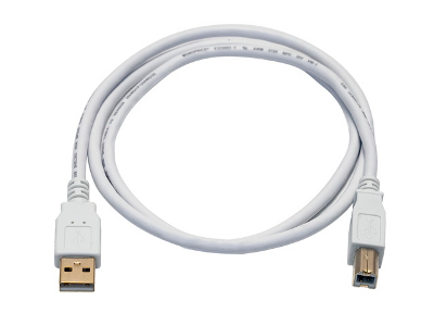 USB 2.0 A Male to B Male 28/24AWG Cable - (Gold Plated) - WHITE, 3ft