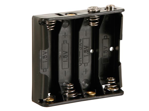 Battery Holder for 4 x AA-Cell (w/ Snap Terminals)