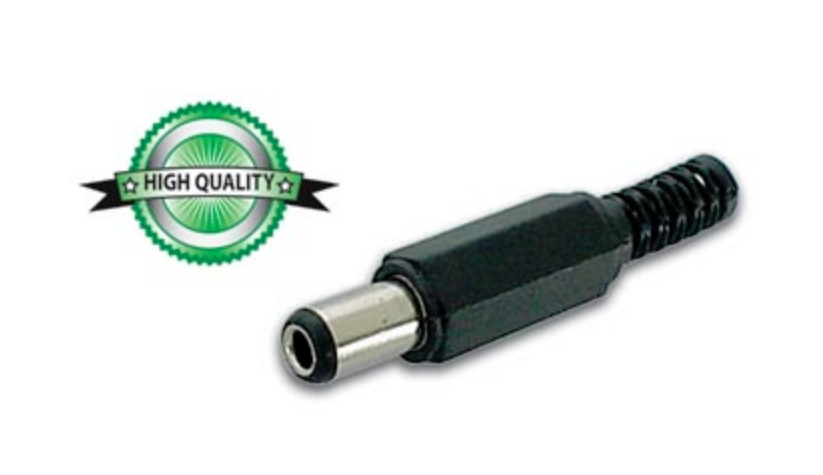 Plug DC  Power Female 2.5X5.5X9.5mm 5.0X13mm Strain Relief Black