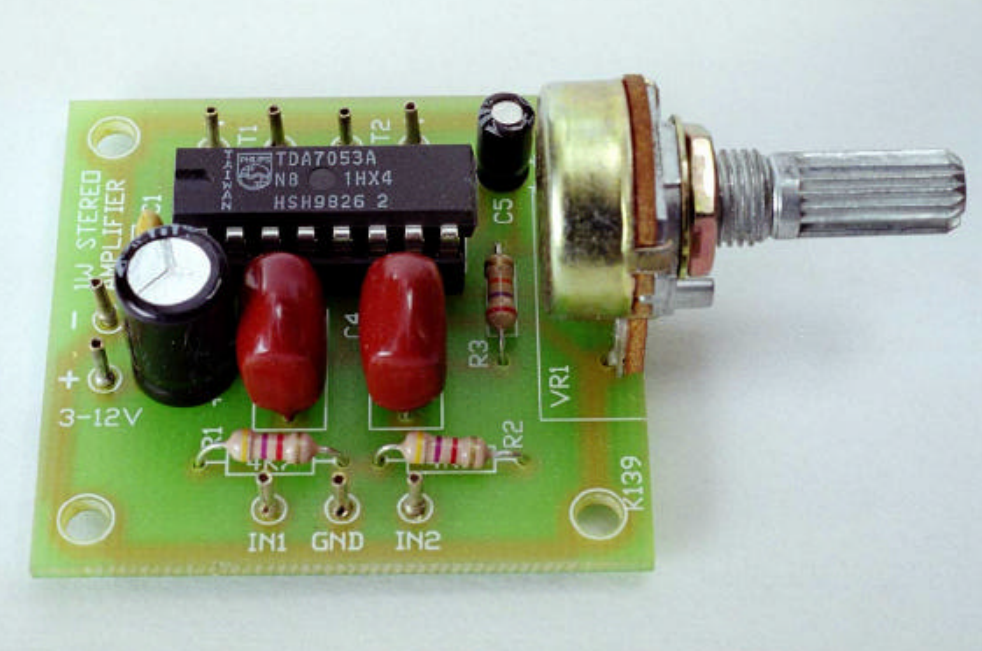 1W Stereo Amplifier Module with Volume control using the TDA7053A  (Assembled)