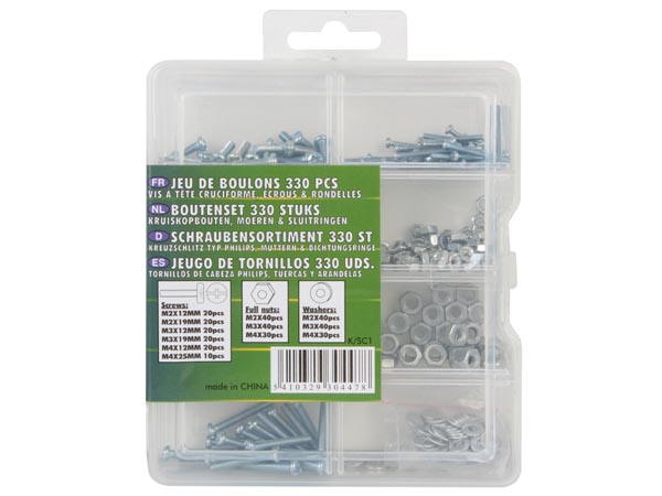Bolt Set 330 Pcs (Philips Screws, Nuts and Washers)