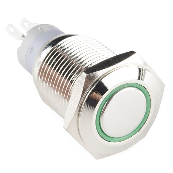 [COM-11968] Metal Pushbutton - Momentary (16mm, Green)