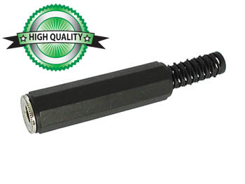 1/4" Stereo Female Jack w/ Strain Relief, Black