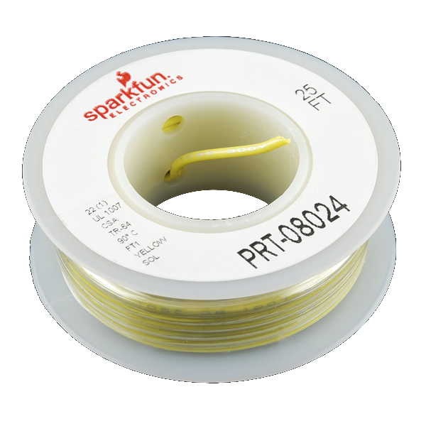 Hook-up Wire - Yellow (25 feet) (22 AWG) Solid