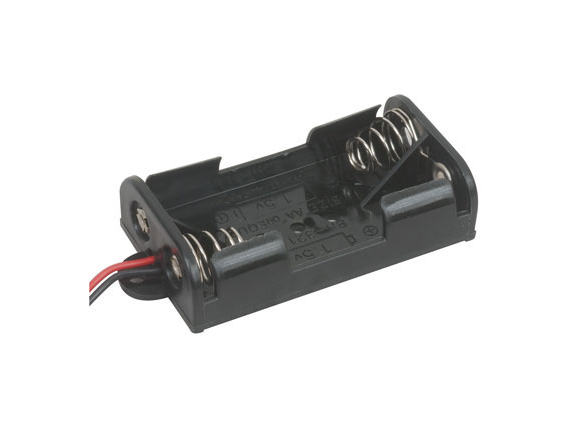 2x AA Battery Holder with Wires and Mounting Tabs