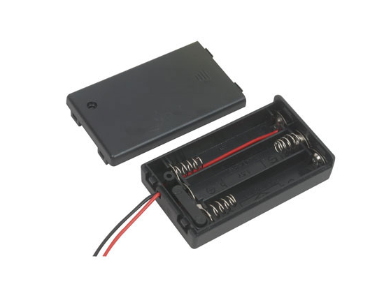 Battery Holder 3-AAA Wires with Cover and Switch 26 AWG