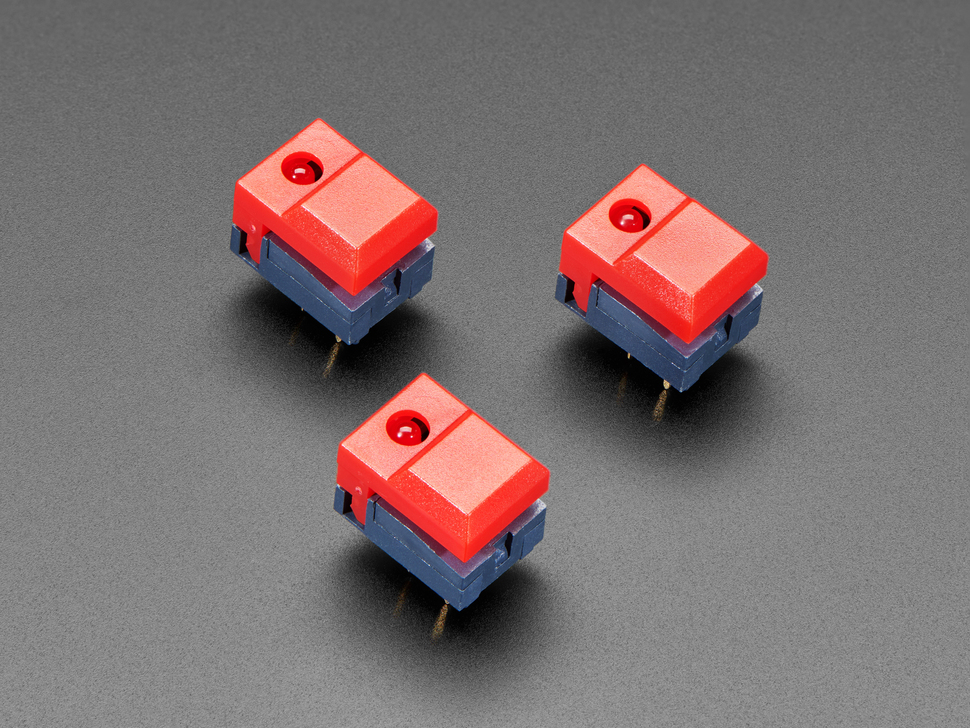 [ADA-5499] Step Switch with LED - Three Pack of Red Plastic with Red LED - PB86-A1