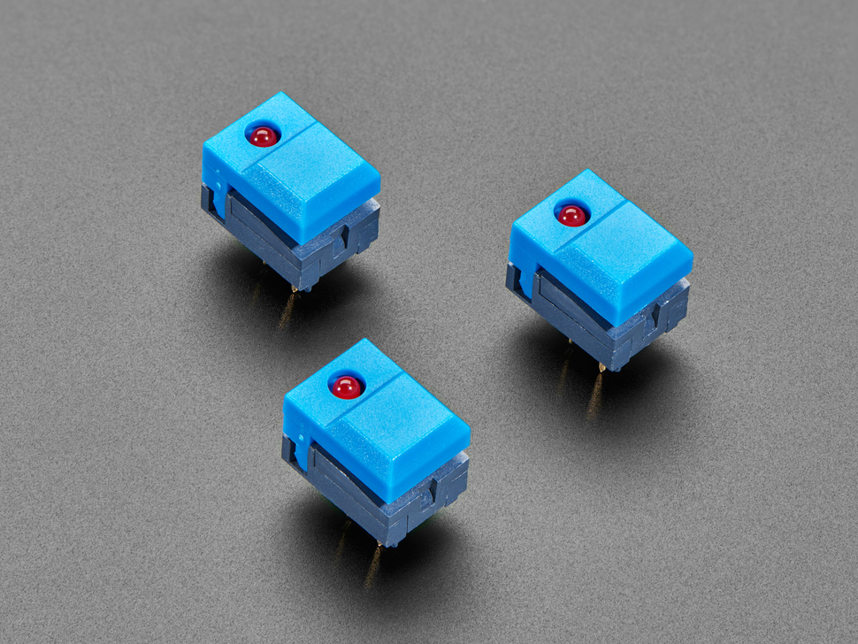 Step Switch with LED - Three Pack of Blue Plastic with Red LED - PB86-A1