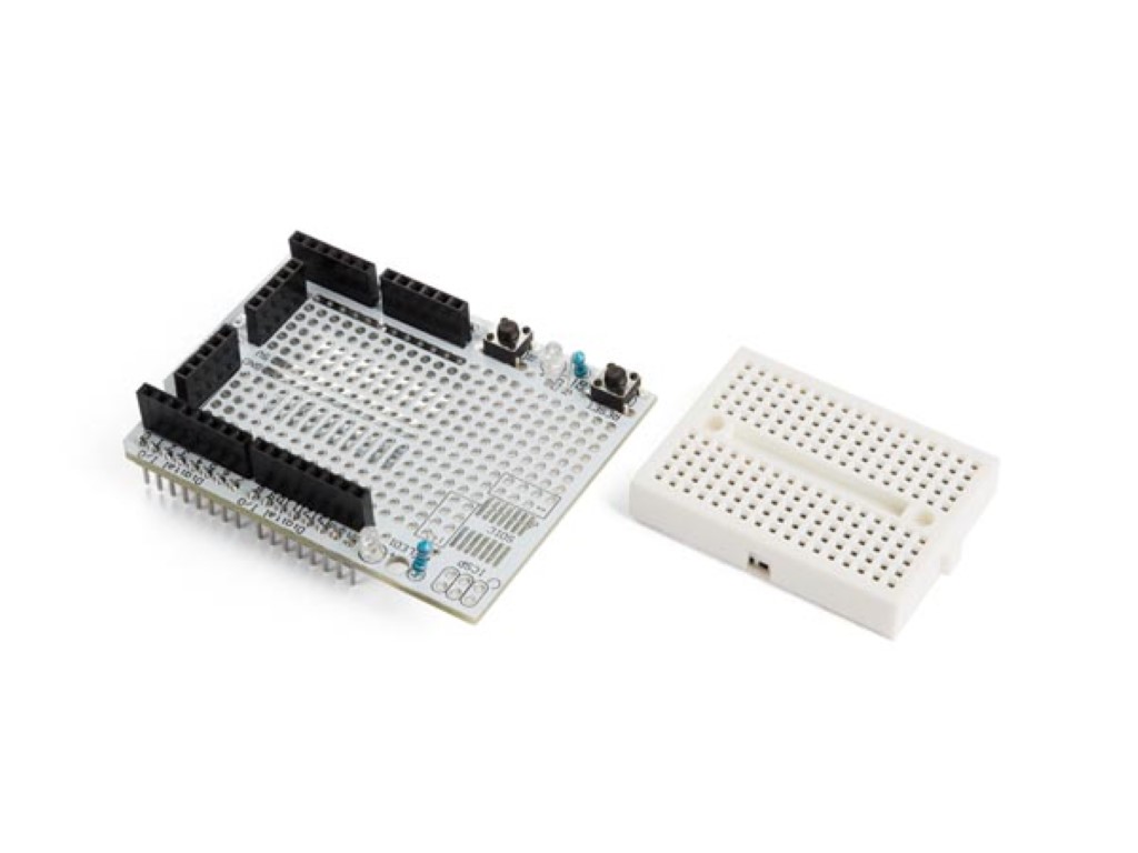 Protoshield with mini breadboard for Arduino Uno, design your own circuits