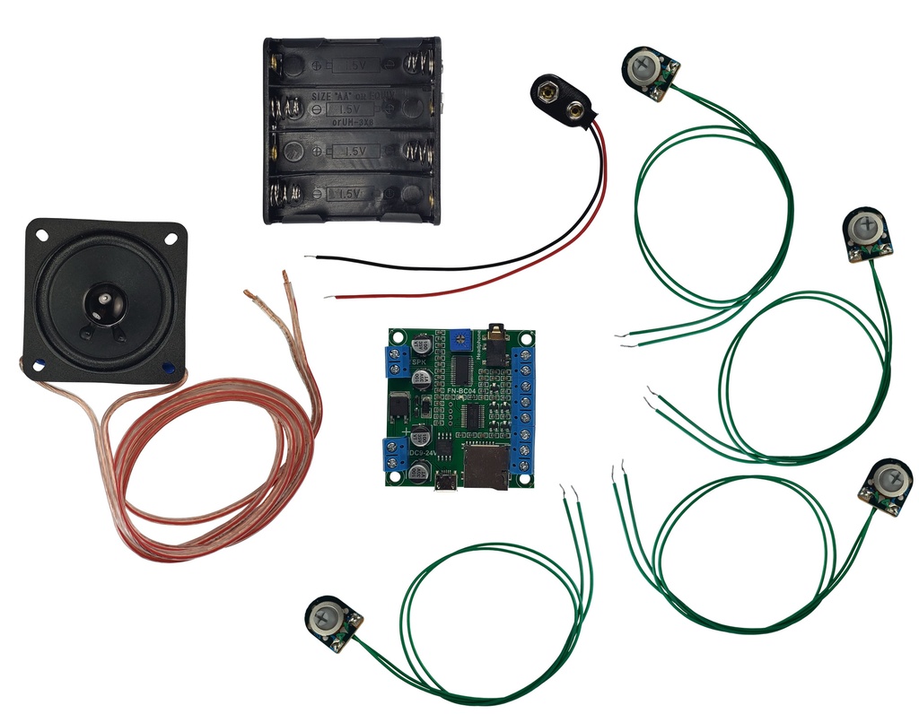 [FN-BC04-KIT1] 4 Buttons MP3 player with Buttons, Speaker and Battery Box (Gummy Button)