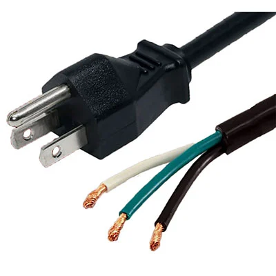 6 Foot 3 Conductor SVT Power Cord with Pigtails - US Plug