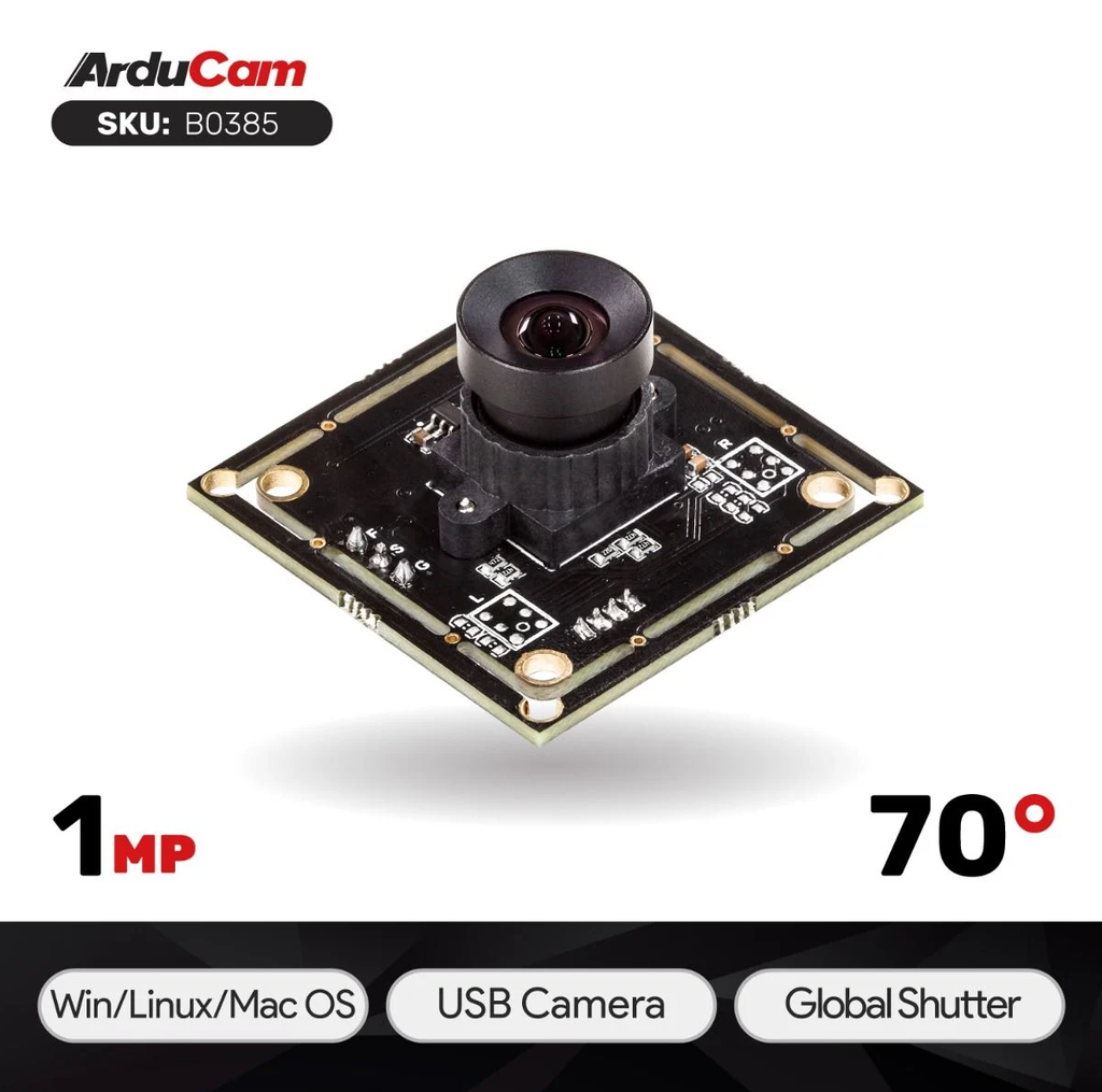 Arducam B0385 100fps Global Shutter Color USB Camera Board, 1MP OV9782 UVC Webcam Module -WITHOUT lens, lens holder, cable and Microphone