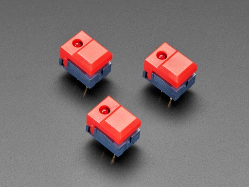 [ADA-5499] Step Switch with LED - Three Pack of Red Plastic with Red LED - PB86-A1