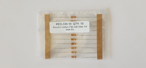 [RES-330-10] Resistor Carbon Film 330 Ohm 1/4 Watt 5% (10 PACK)