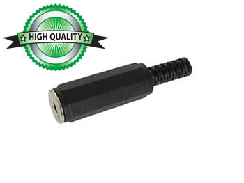 1/8&quot; (3.5mm) Stereo Jack w/ Strain Relief, Female - Black