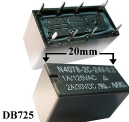 [DB725] Relay 24V coil 2A/24Vdc contacts DPDT (DIL)