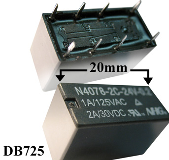 Relay 24V coil 2A/24Vdc contacts DPDT (DIL)