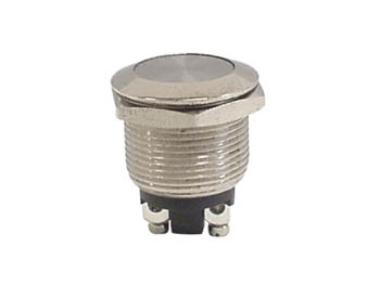 Pushbutton Round Metal SPST OFF-(ON)