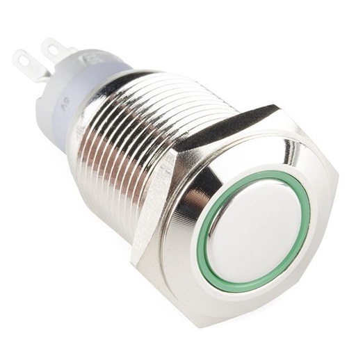 [COM-11968] Metal Pushbutton - Momentary (16mm, Green)